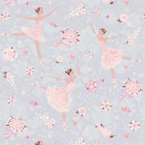 Papel De Parede Baby Bailarina Rosa Com Roxo - 3,00x0,50m Papel De Parede Baby Bailarina Rosa Com Roxo - 3,00x0,50m