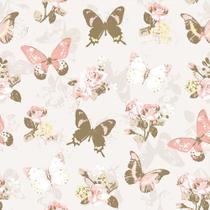 Papel De Parede Baby Borboletas Douradas E Rosas -2,50x0,50m