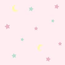 Papel De Parede Baby Lua E Estrelas Fundo Rosa