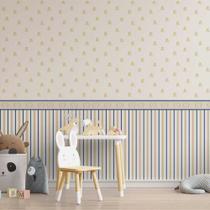 Papel de Parede Baby Ursinhos Dourados Com Barrado