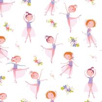 Papel De Parede Bailarina E Flores Quarto De Menina 57X270Cm