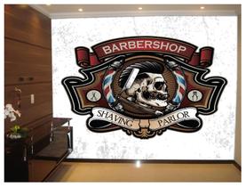 Papel De Parede Barbearia Retrô 3D Brb09