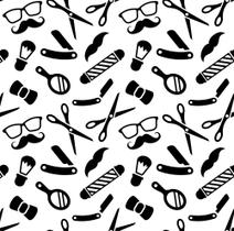Papel de Parede Barbearia Retro Utensílios Navalette Bigode Tesoura - REF:DPCA231
