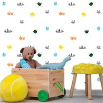 Papel de Parede Bebê Dinossauros Pegadas Cute 250