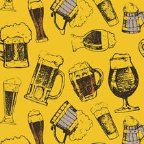 Papel de Parede Beer Cerveja Bar Lanchonete Fundo Amarelo