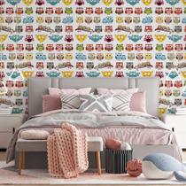Papel de Parede Belas Corujas Coloridas