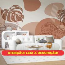 Papel de Parede Boho Abstrato Floral em tons Neutros costela de adão