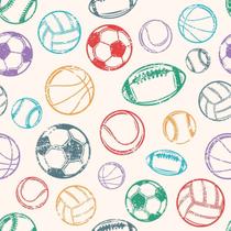 Papel de Parede Bola Bolas Esporte Volei Futebol Nude Quarto Infantil Infanto Juvenil Menino 10 mts - Toque Pop