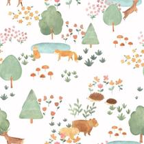 Papel de Parede Bosque da Imaginação Infantil Colorido 80737