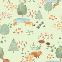 Papel de Parede Bosque da Imaginação Infantil Colorido 80751