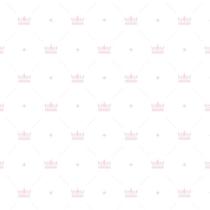 Papel De Parede Branco Com Coroa Rosa Claro Infantil Adesivo