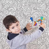 Papel de Parede Branco e Preto para Colorir Cidades 57x270cm Papel de Parede Branco e Preto para Colorir Cidades 57x270cm