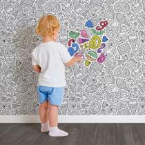 Papel de Parede Branco e Preto para Colorir Sorvete 57x270cm
