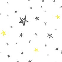 Papel de Parede Branco Estrelas Cinza Amarelo 57x270cm Papel de Parede Branco Estrelas Cinza Amarelo 57x270cm