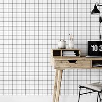 Papel de Parede Branco Geométrico Quadriculado Grid 57x270cm Papel de Parede Branco Geométrico Quadriculado Grid 57x270cm