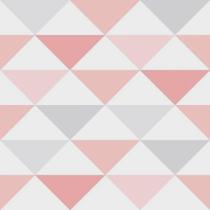 Papel De Parede Brincar 3602 Bobinex Triângulo Geométrico Rosa e Cinza - Rolo 10mx52cm