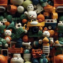 Papel De Parede Brinquedos Coloridos Infantil Decorativo 15M