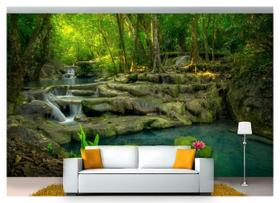 Papel De Parede Cachoeira Natureza Mata 3D 6M² Nch181