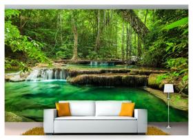 Papel De Parede Cachoeira Natureza Mata 3D 6M² Nch213