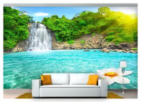 Papel De Parede Cachoeira Natureza Mata 3D Nch138