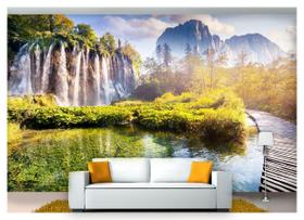 Papel De Parede Cachoeira Natureza Outono 3D Nch144