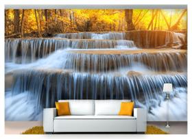 Papel De Parede Cachoeira Natureza Outono 3D Nch169