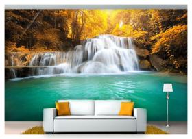 Papel De Parede Cachoeira Natureza Outono 3D Nch170