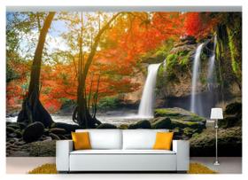 Papel De Parede Cachoeira Natureza Outono 3D Nch204