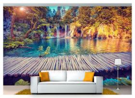 Papel De Parede Cachoeira Natureza Ponte 3D Nch152