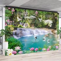 Papel De Parede Cachoeiras Animais Flores 3d M² Autoadesivo