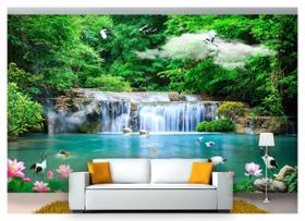 Papel De Parede Cachoeiras Animais Pássaros 3D 7,50M² Xch08 Papel De Parede Cachoeiras Animais Pássaros 3D 7,50M² Xch08
