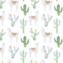 Papel de Parede Cactos e Lhama para Quarto Infantil 57x270cm Papel de Parede Cactos e Lhama para Quarto Infantil 57x270cm