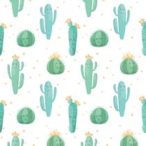 Papel de Parede Cactos Verde Branco 2,70x0,57m