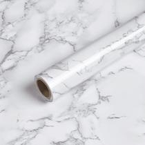 Papel de parede Caltero Marble Contact Paper Branco Cinza 40cm x 5m