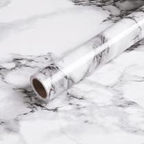 Papel de parede Caltero Mármore Preto Branco Cinza 40cm x 10m PVC