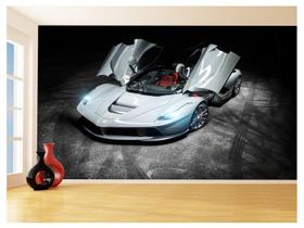 Papel De Parede Carro Ferrari Cinza Céu Sport 3,5M Car166