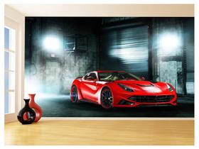 Papel De Parede Carro Ferrari Vermelha Garage 3,5M Car106 Papel De Parede Carro Ferrari Vermelha Garage 3,5M Car106