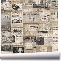 Papel De Parede Carro Jornal Vintage Kit 02 Rolos A279