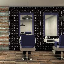 Papel de Parede Casual Barbearia Preto