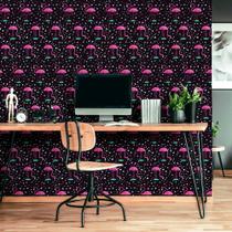 Papel de Parede Casual Flamingos e Triângulos