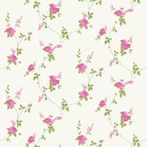 Papel de Parede Casual Tradicional Floral Samba Finottato - Rolo de 10m Rosa / Verde