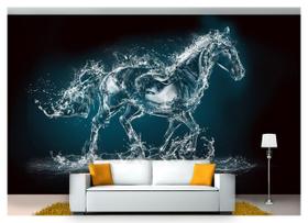 Papel De Parede Cavalo Correndo Água Arte 3D Anm102