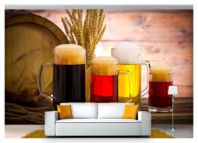 Papel De Parede Cerveja Bebida Barril Chopp 3D Al105
