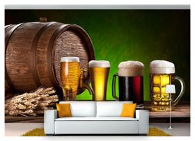 Papel De Parede Cerveja Bebida Barril Chopp 3D Al107