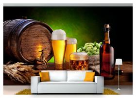 Papel De Parede Cerveja Bebida Barril Lupulo 3D Al63