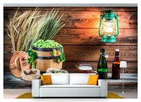 Papel De Parede Cerveja Bebida Barril Lupulo 3D Al65