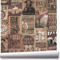 Papel De Parede Cerveja Vintage Bar Retrô Kit 02 Rolos A269