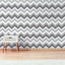 Papel de Parede Chevron Branco e Cinza 57x270cm Papel de Parede Chevron Branco e Cinza 57x270cm