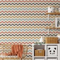 Papel de Parede Chevron Colorido Fundo Bege - Linhas Papel de Parede Chevron Colorido Fundo Bege - Linhas