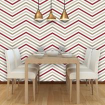 Papel de Parede Chevron em tons de Vermelho e Bege Papel de Parede Chevron em tons de Vermelho e Bege